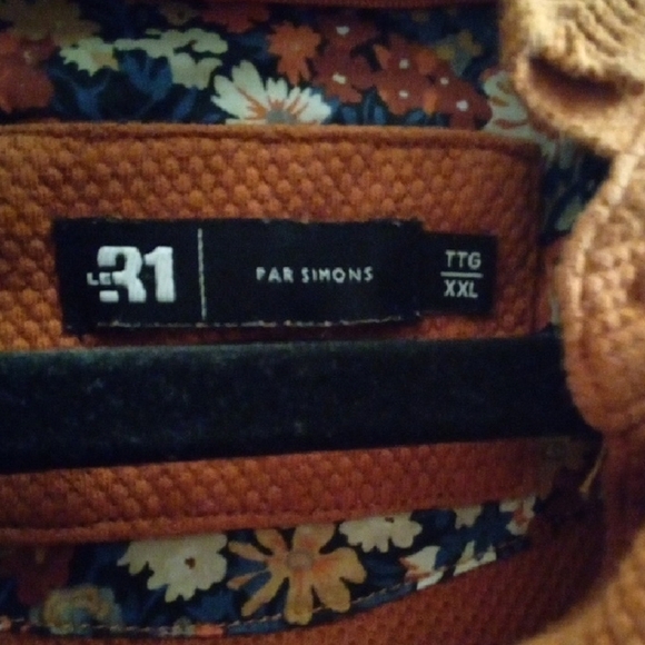 Mens XXL Le31 ParSimons Vibrant Orange V-Neck Knit Sweater Mediumweight - Picture 2 of 4